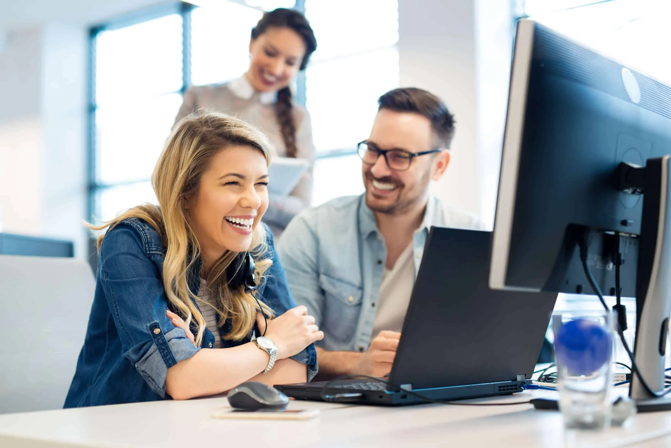 engaged employees working together