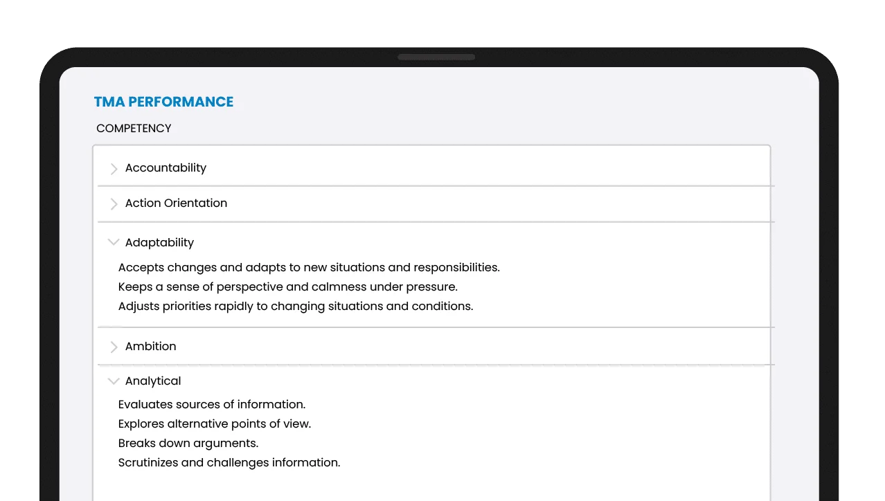 leadership competency development process as displayed on a mobile device