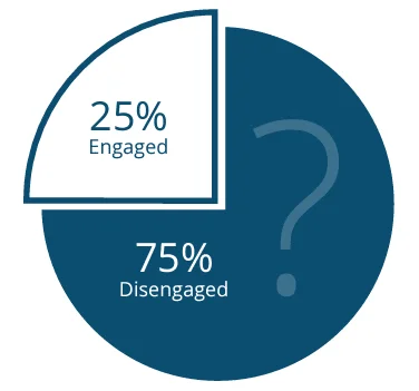 25 vs 75 disengaged pie chart