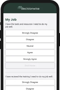 mobile phone showing a survey